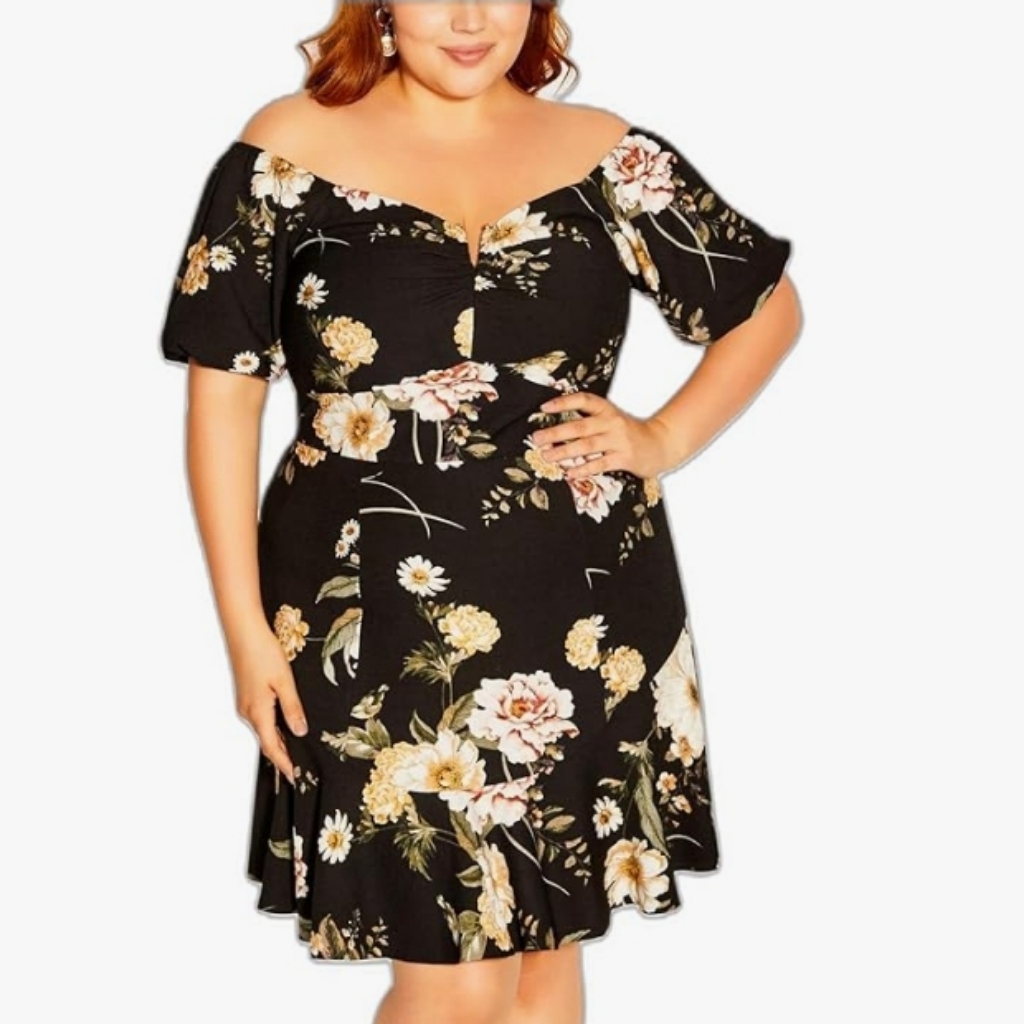 Nwt City Chic Black Finch Floral Dress Size L (20)